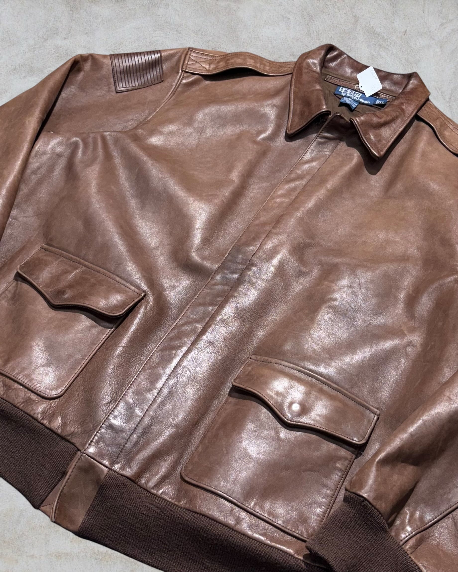 90's Polo by Ralph Lauren Design Leather Jacket “A-2 Type