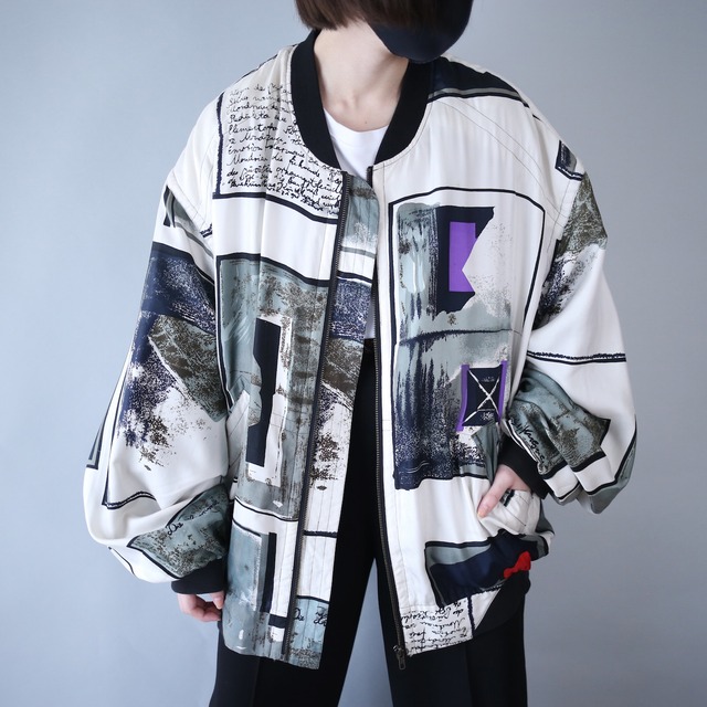 "GOOUCH" geometry art pattern loose silhouette silk blouson