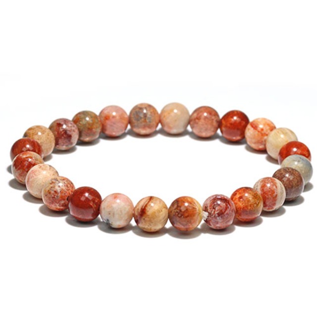 〔K2004〕約8mm フォッシルコーラル ブレスレット 化石珊瑚 Fossil coral【ランダム発送】