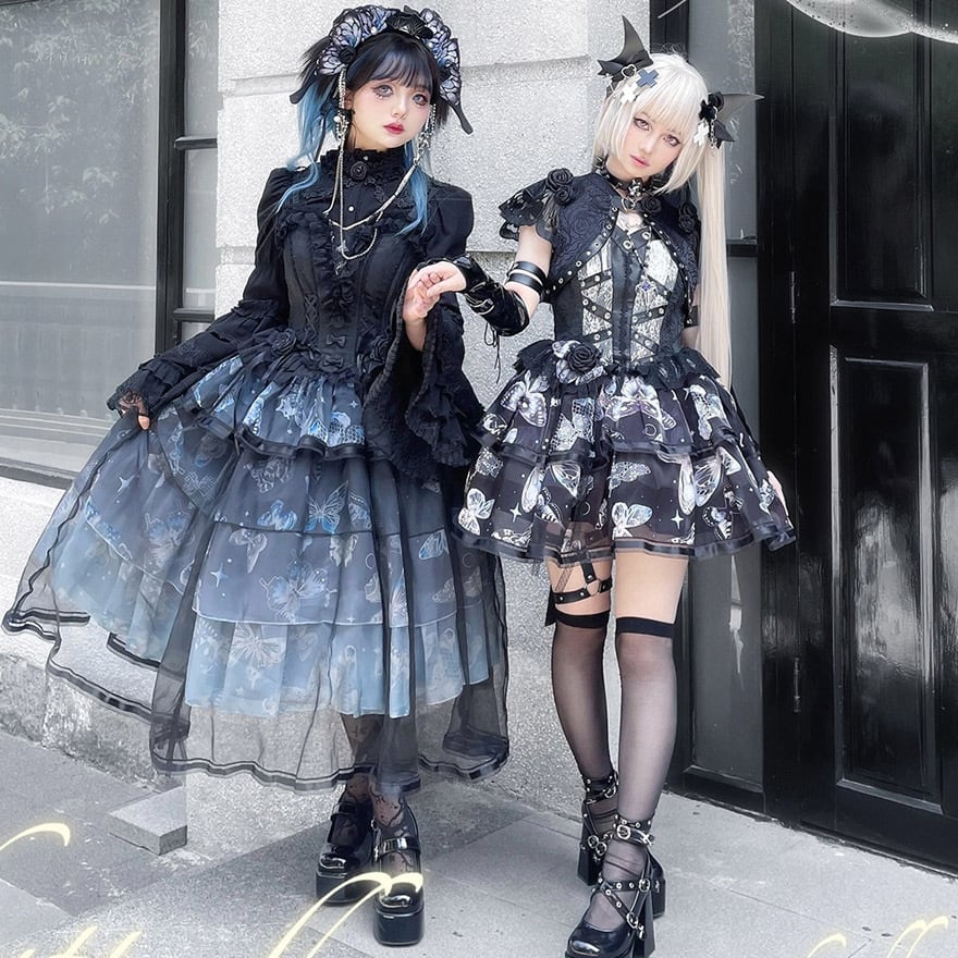 地雷系 ロングJSK 蝶々プリント×闇かわいい イベント向け｜WithU