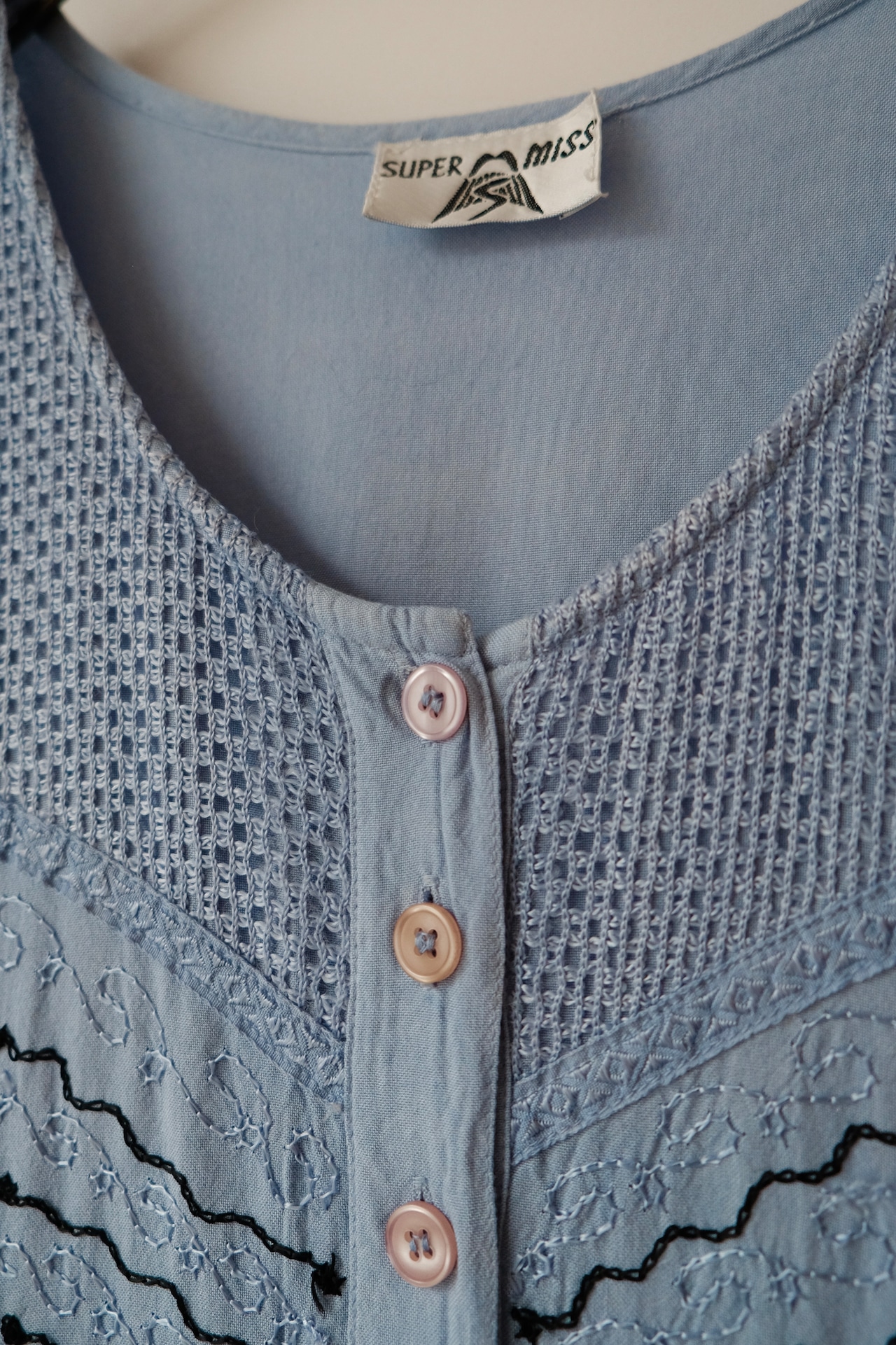 Misty blue embroidered maxi dress