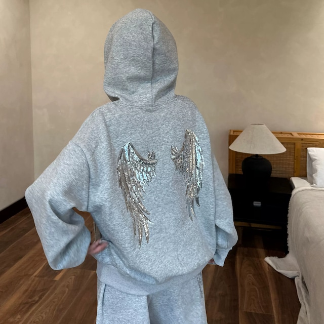 wing-motif sweat zip-up  hoodie　ウイングモチーフスウェットジップアップフーディー　J2129