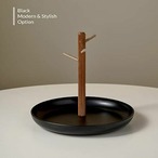 木製のジュエリートレイ&キートレイ 3フック 多機能玄関トレイ ジュエリートレイ