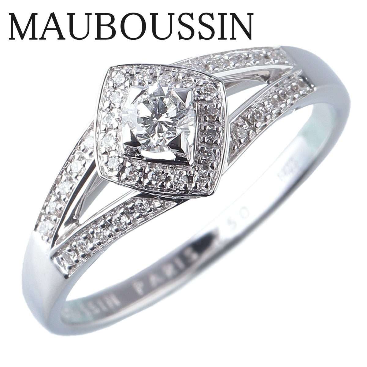 ◆MAUBOUSSIN モーブッサン極上天然ダイヤモンドリング750WG 14号