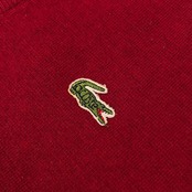 70s 80s CHEMISE LACOSTE ラコステ 文字ワニ ウールニット カーディガン 3 /K-OS-7107/ビンテージ/ボルドー系