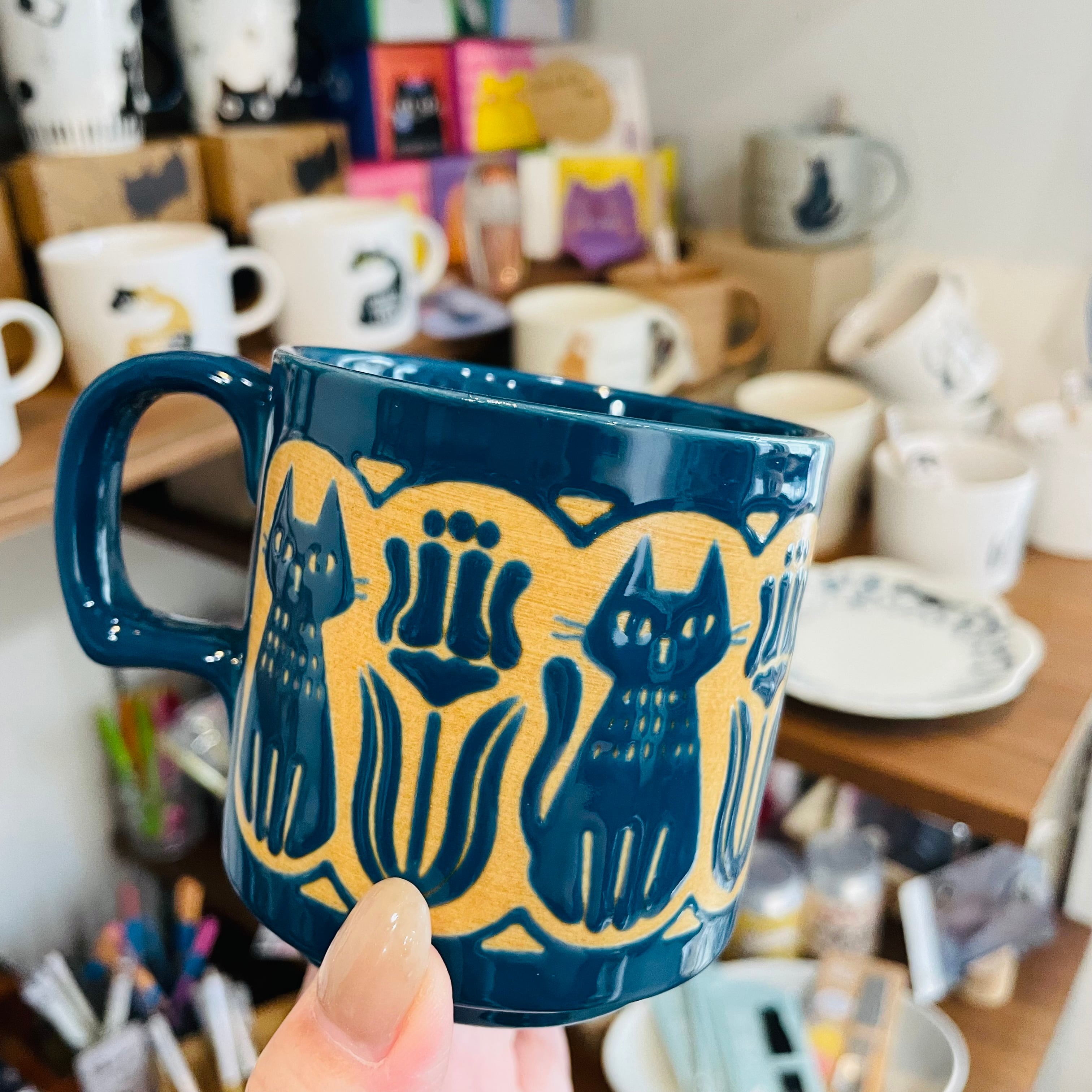 マグカップ｜pokoriマグ  猫雑貨 猫モチーフ 猫柄 猫グッズ おうち時間 黒猫 プレゼント プチギフト 贈り物