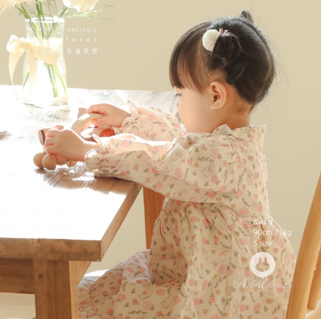 即納 :so cute bunny corduroy cotton baby dress〔Arim Closet〕