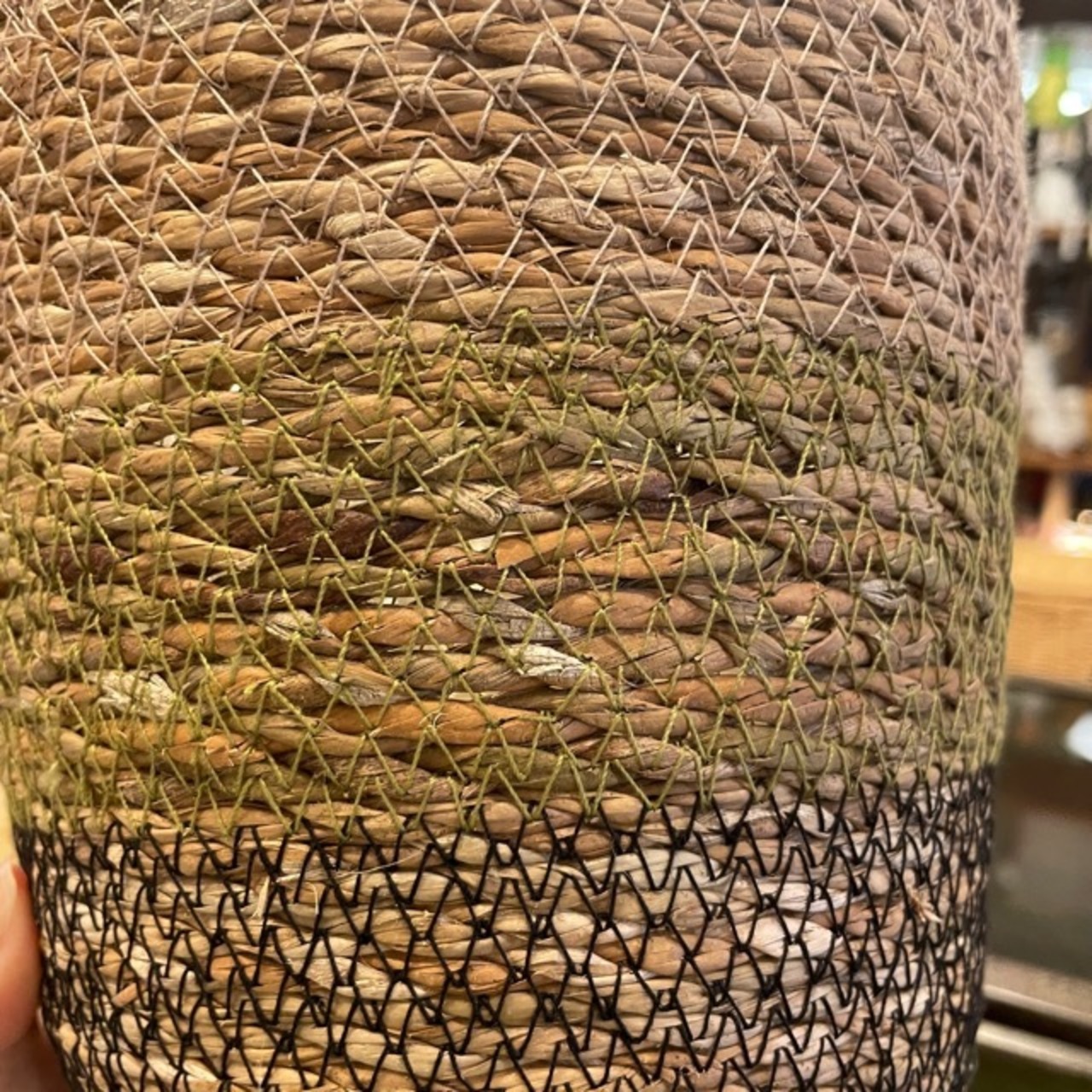 Bangladesh Nursery pot 2color pink green / ナーセリーポット 園芸 室内 観葉植物 水草 カゴ 編み物 手編み ハンドメイド かわいい グリーン ピンク 天然素材 バングラデシュ リビング雑貨 インテリア