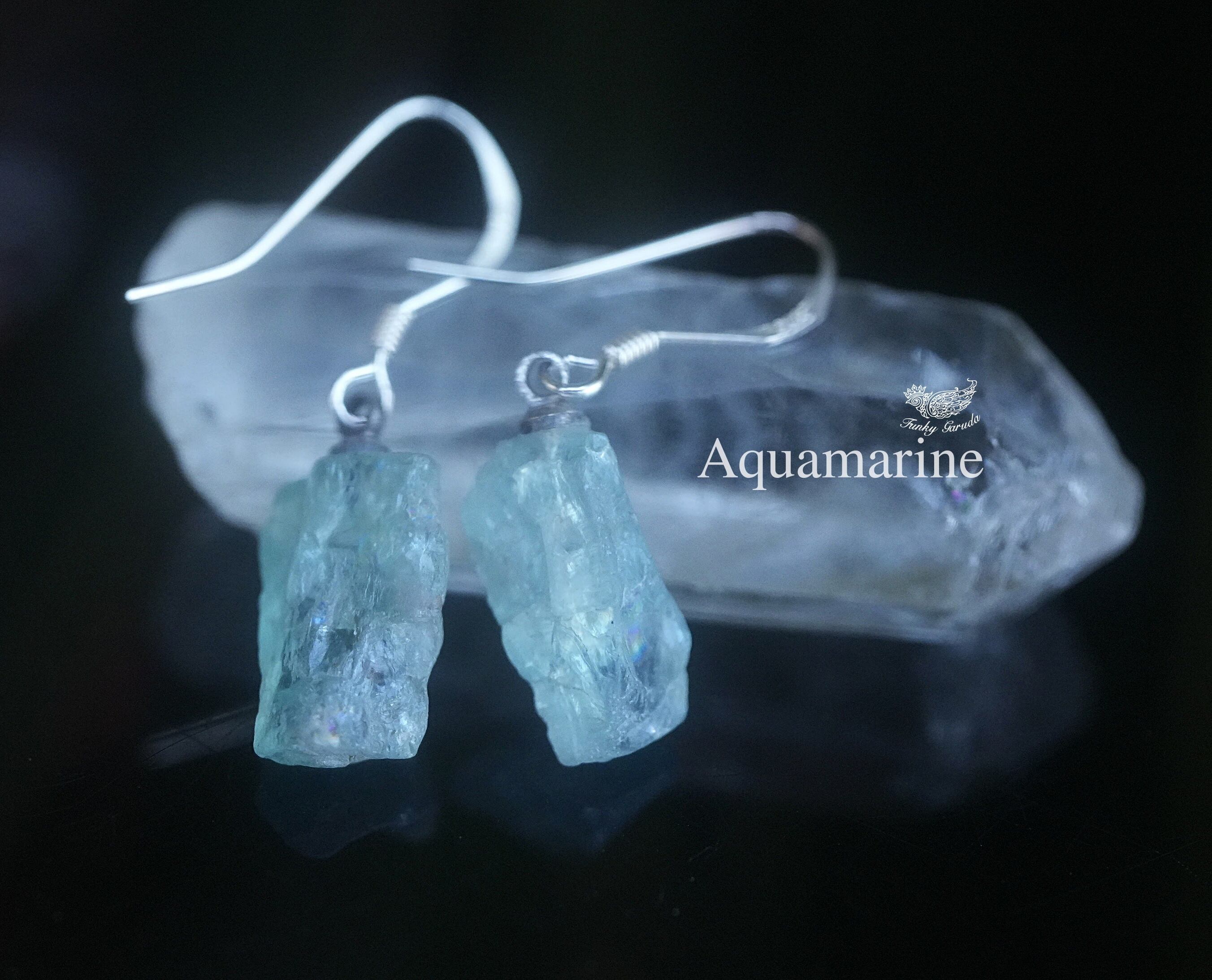 アクアマリン原石★ シルバーピアス 1570
