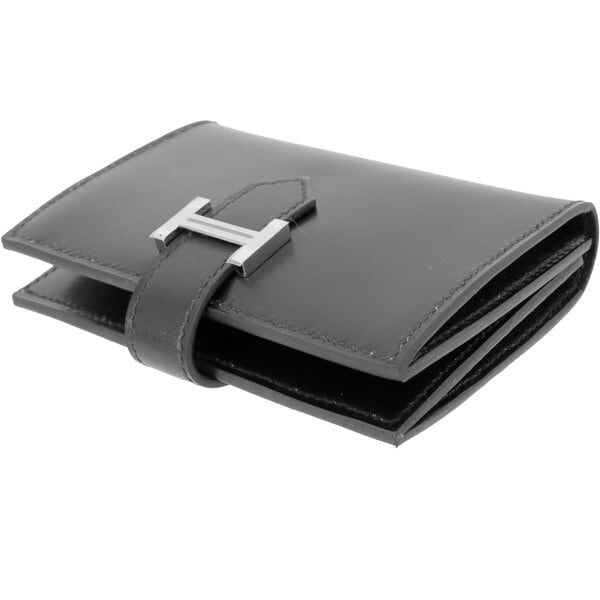 Unused HERMES エルメス カードケース ベアン ボックスカーフ 黒 二