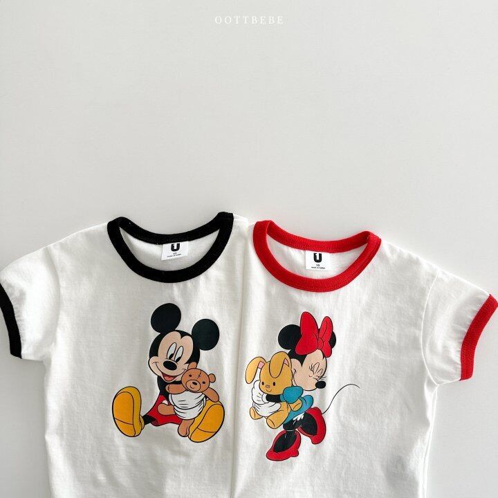 【即納】Disney公式 バイカラーミッキーミニーT 韓国子供服 半袖