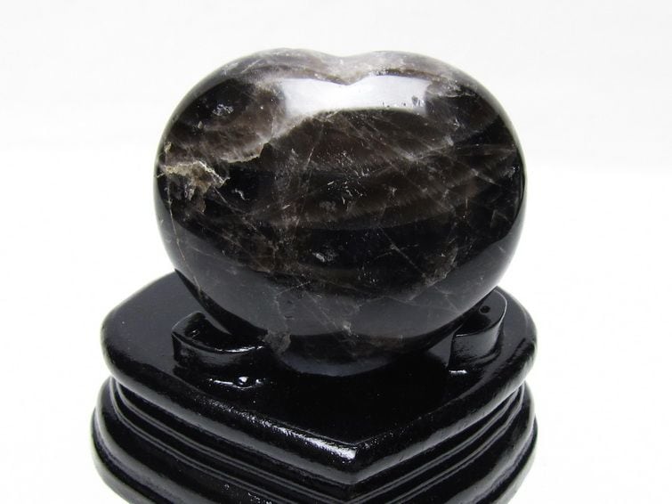 モリオン 置物 黒水晶 ハート 一点物 台座付属 155-970 | 天然石