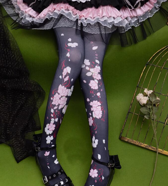 ロリータファッション 甘ロリ タイツ のみ 2色 120デニール 桜