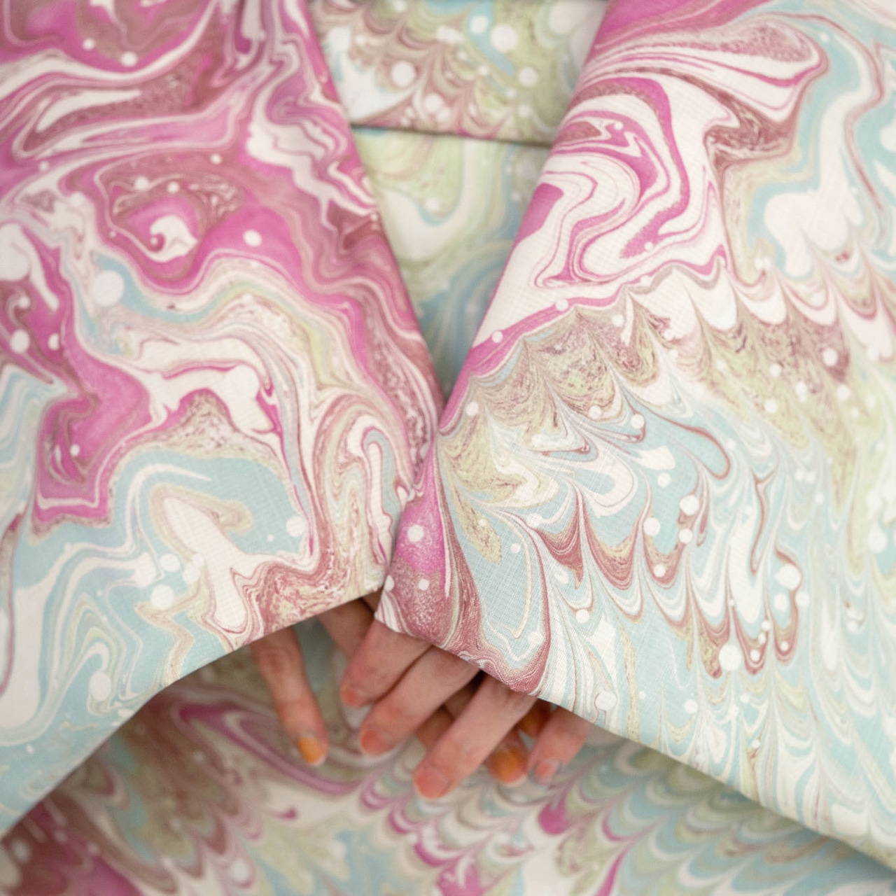 「雨のあと」❤︎本墨流し柄〜セオアルファ 浴衣・夏着物・単衣