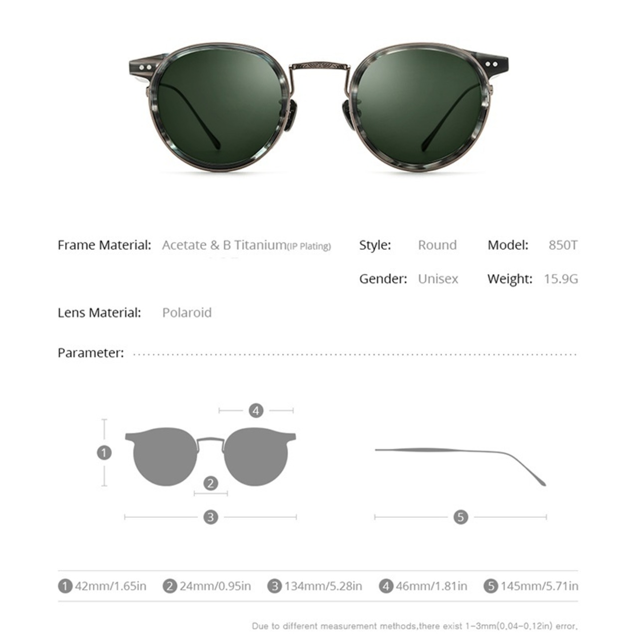 Titanium Acetate Frame Boston Sunglasses / チタン アセテート フレーム ボストン サングラス