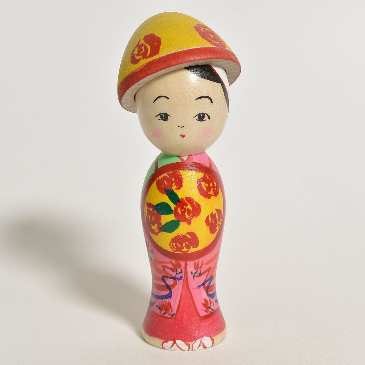 花笠こけし 約3寸 約9cm 志田菊宏 工人（蔵王高湯系）#0082 | コケシア