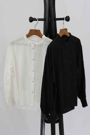 【Gauze#】 TINY FRILL COLLAR BLOUSE / WHITE・BLACK（G1095）