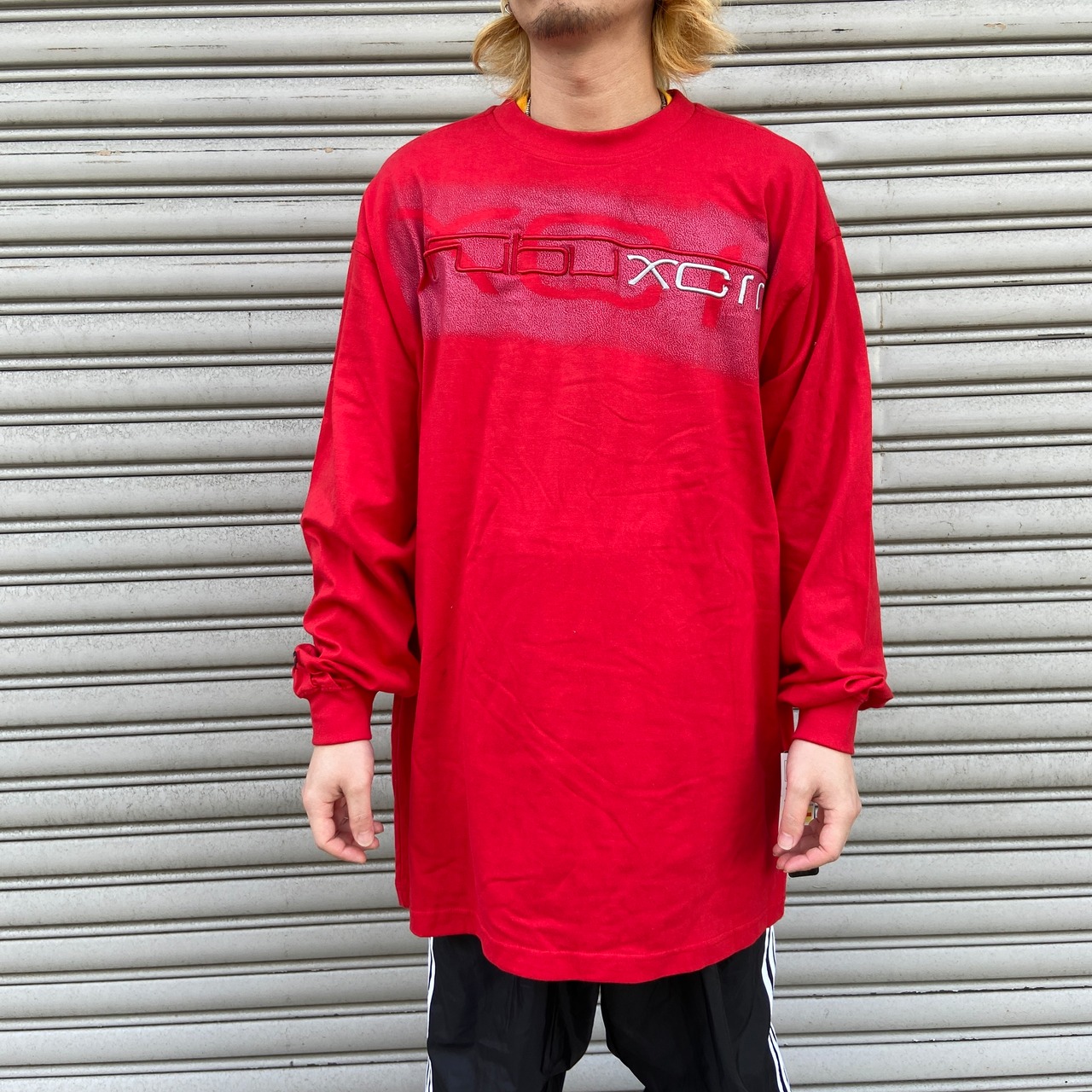 『送料無料』タグ付きデッドストック品 FUBU 刺繍ブランドネームロゴロンT レッド XL