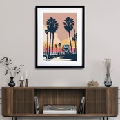 Santa Monica Beach｜西海岸の夕景が彩るビンテージアートポスター｜大人のレトロモダン空間に映えるサンタモニカの風景A4ポスター