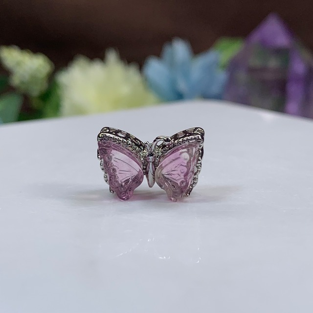 在庫処分セール☆6.10個セット☆フローライト蝶々・縦横貫通穴☆パーツ