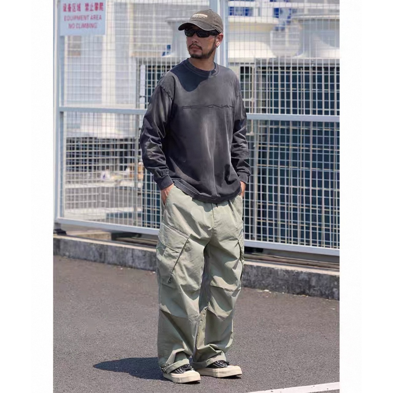 Washed logo long sleeve tee 1054 - 11