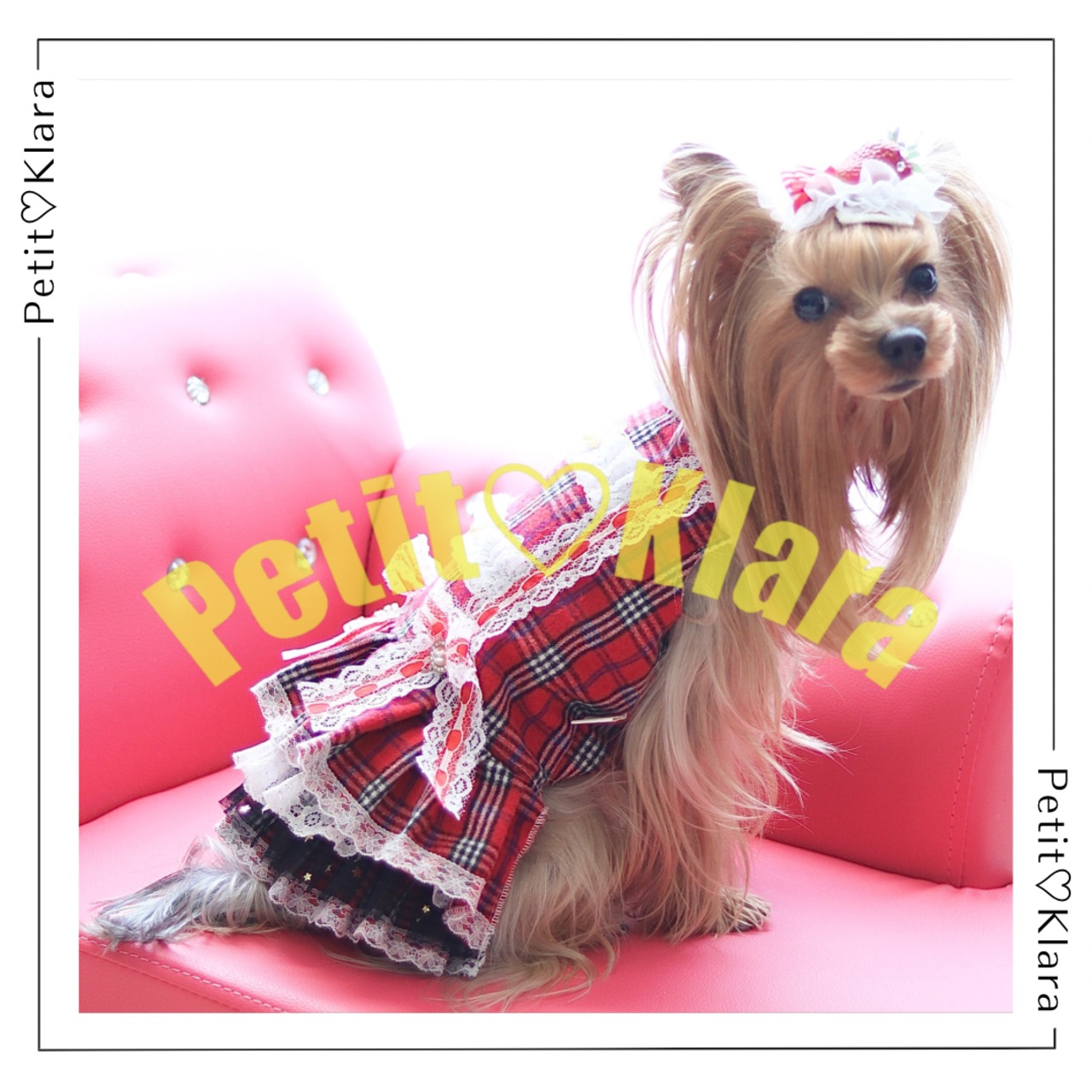 【即納】海外作家さん　ダブルリボンタータンチェックワンピース【YU017】