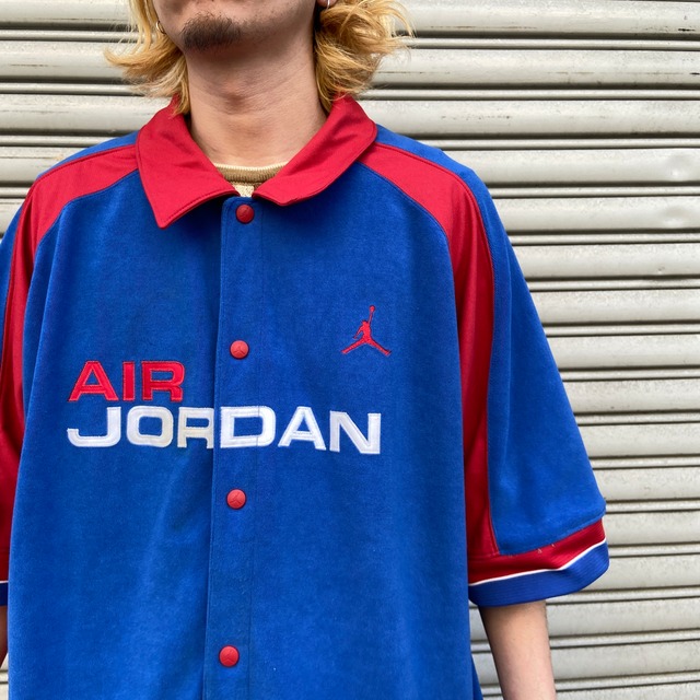 AIR JORDAN スナップボタンゲームシャツ ジャンプマン 青 赤 XXL