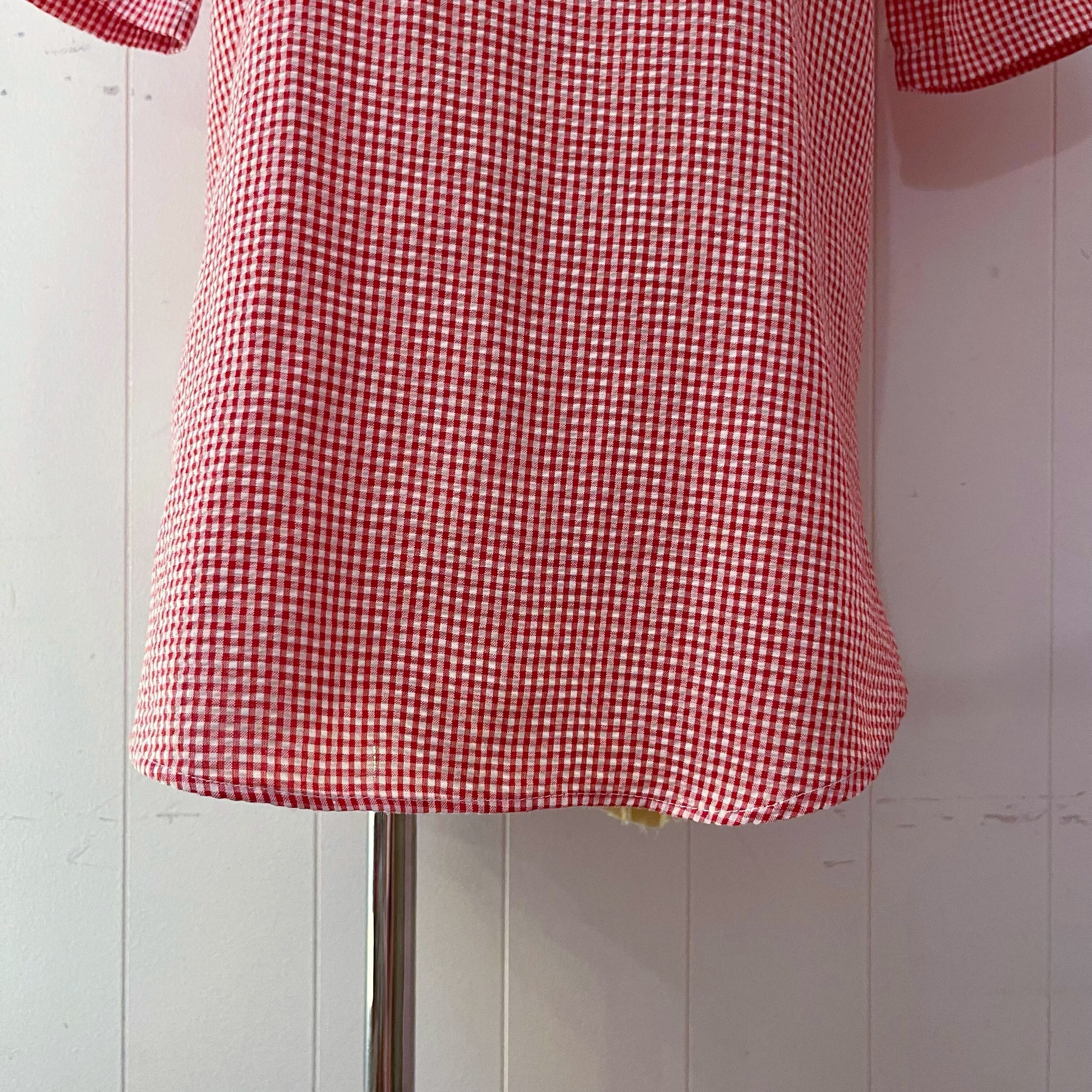 red gingham check shirt