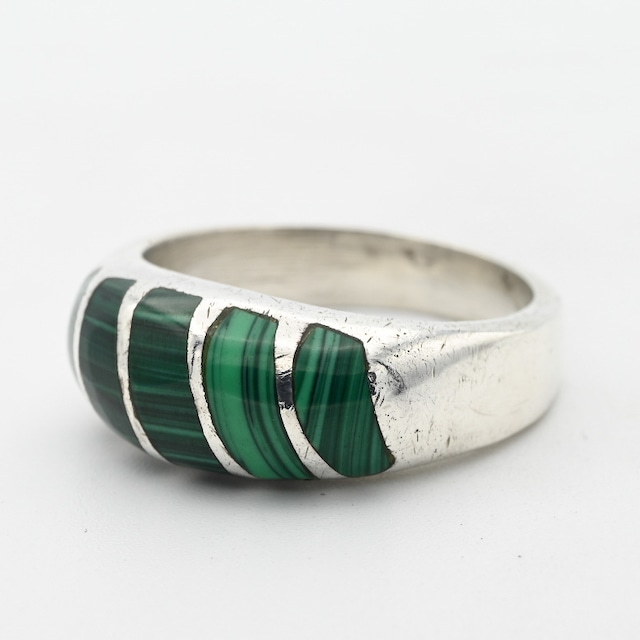 Malachite Inlay Round Design Ring #20.5 / Mexico