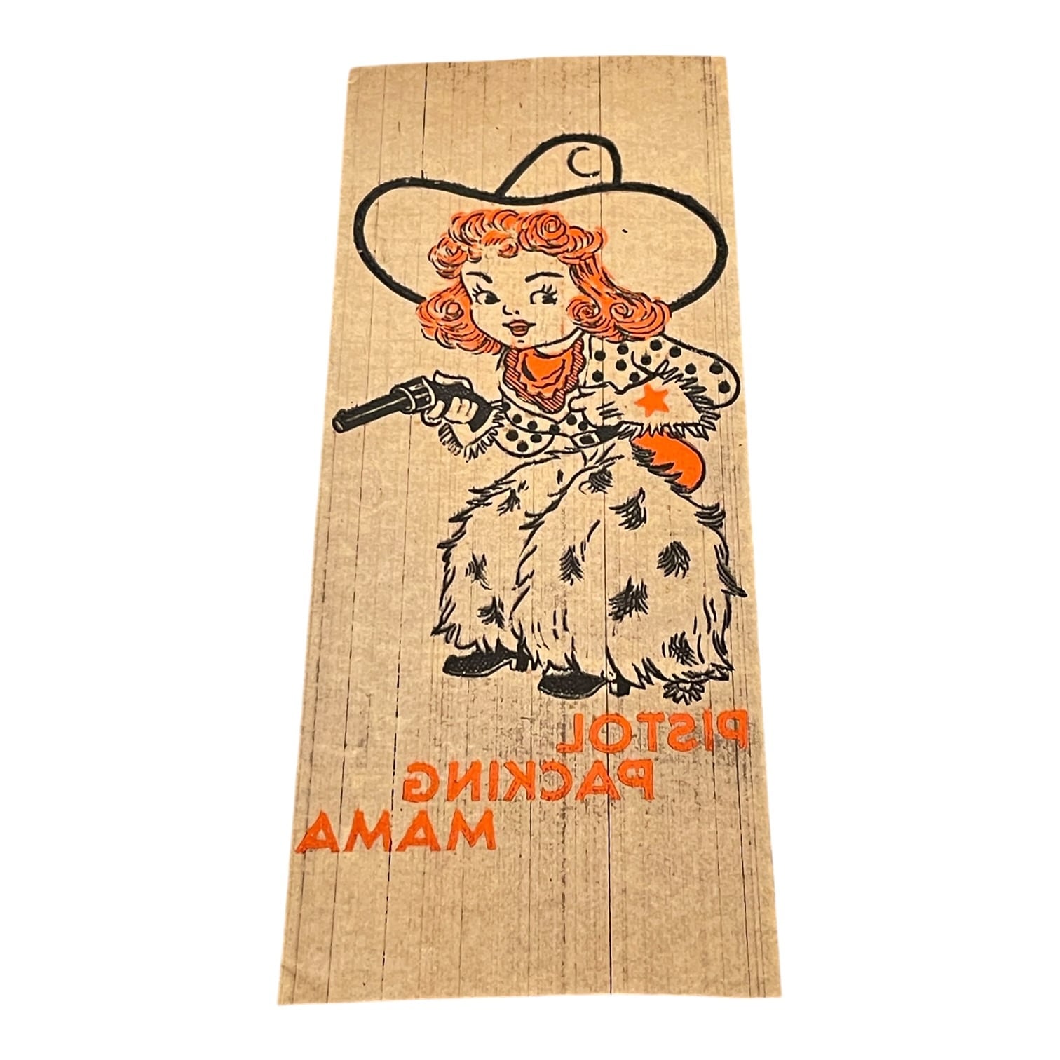 Pistol Packin' Mama ビンテージアイロンプリント 転写紙50s VINTAGE PISTOL PACKING MAMA COWBOY GIRL IRON-ON TRANSFER | Rusty