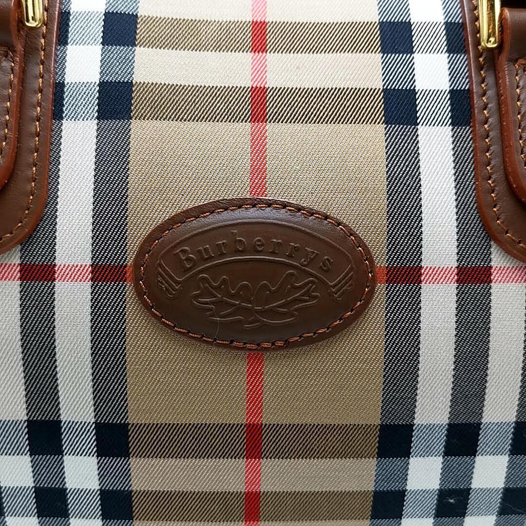 バーバリー ボストンバッグ 90s vintage ロゴ ノバチェック 玉虫色