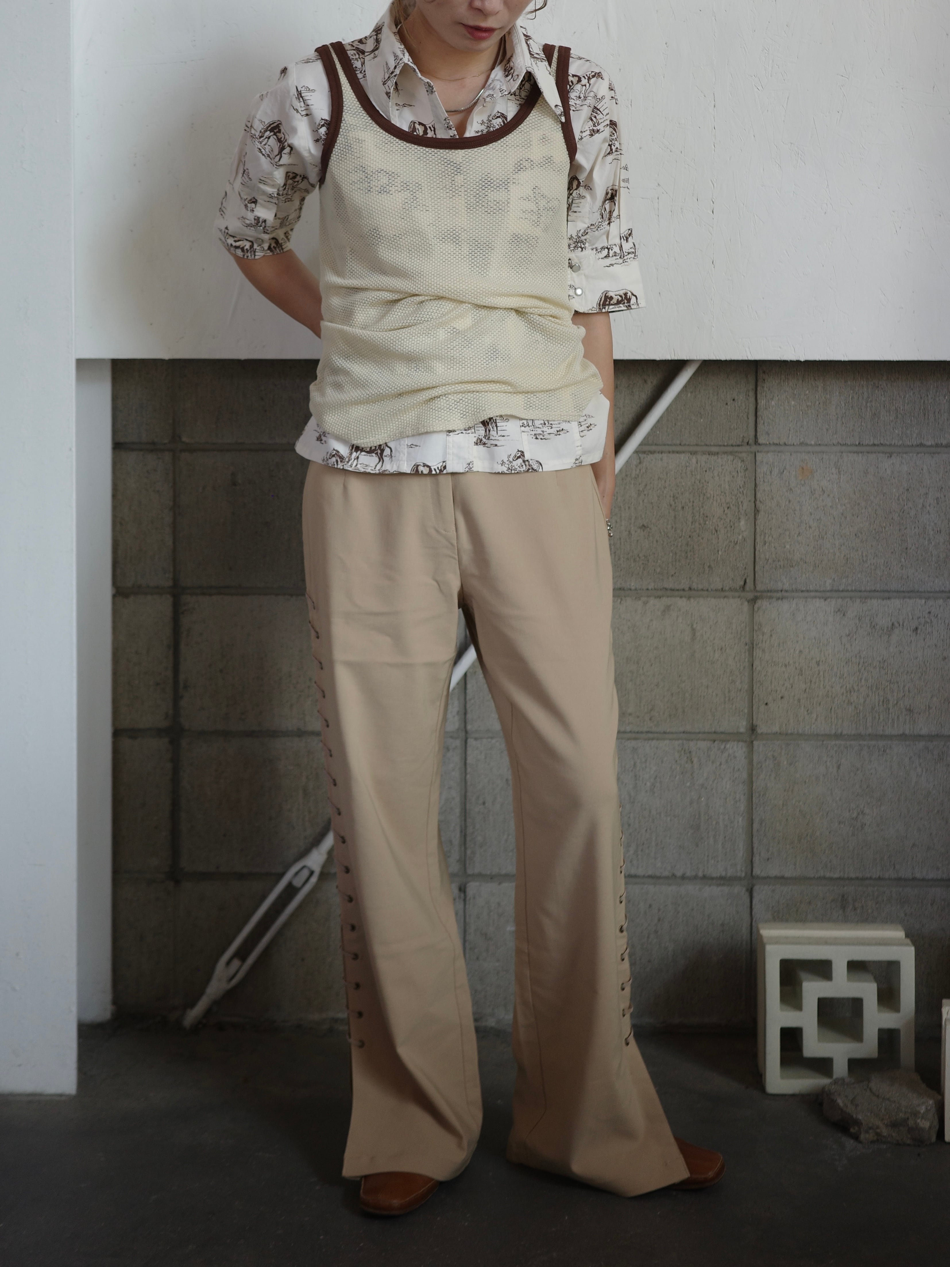 <vintage>laceup flare pant