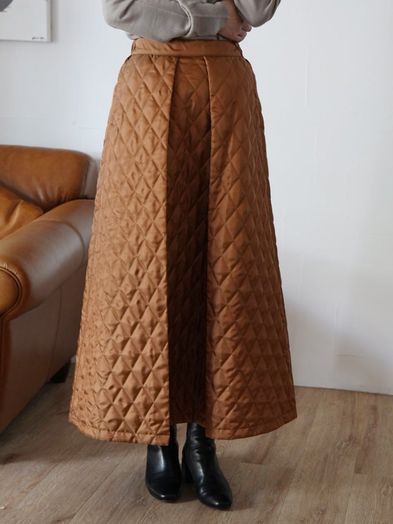 【SALE】251s. passione /パシオーネ リバーシブルキルティングスカート(khaki,gray) (36648)