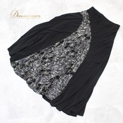 社交ダンス 衣装 スタンダード スカート レッスンウェア 女性用 レディース オールシーズン 黒 ICHIOKU イチオク ブラック系 ラインストーン 着心地抜群 おしゃれ トレンド デザイン おすすめ 講習会 パーティー用 フレアスカート ドレス スポーツ