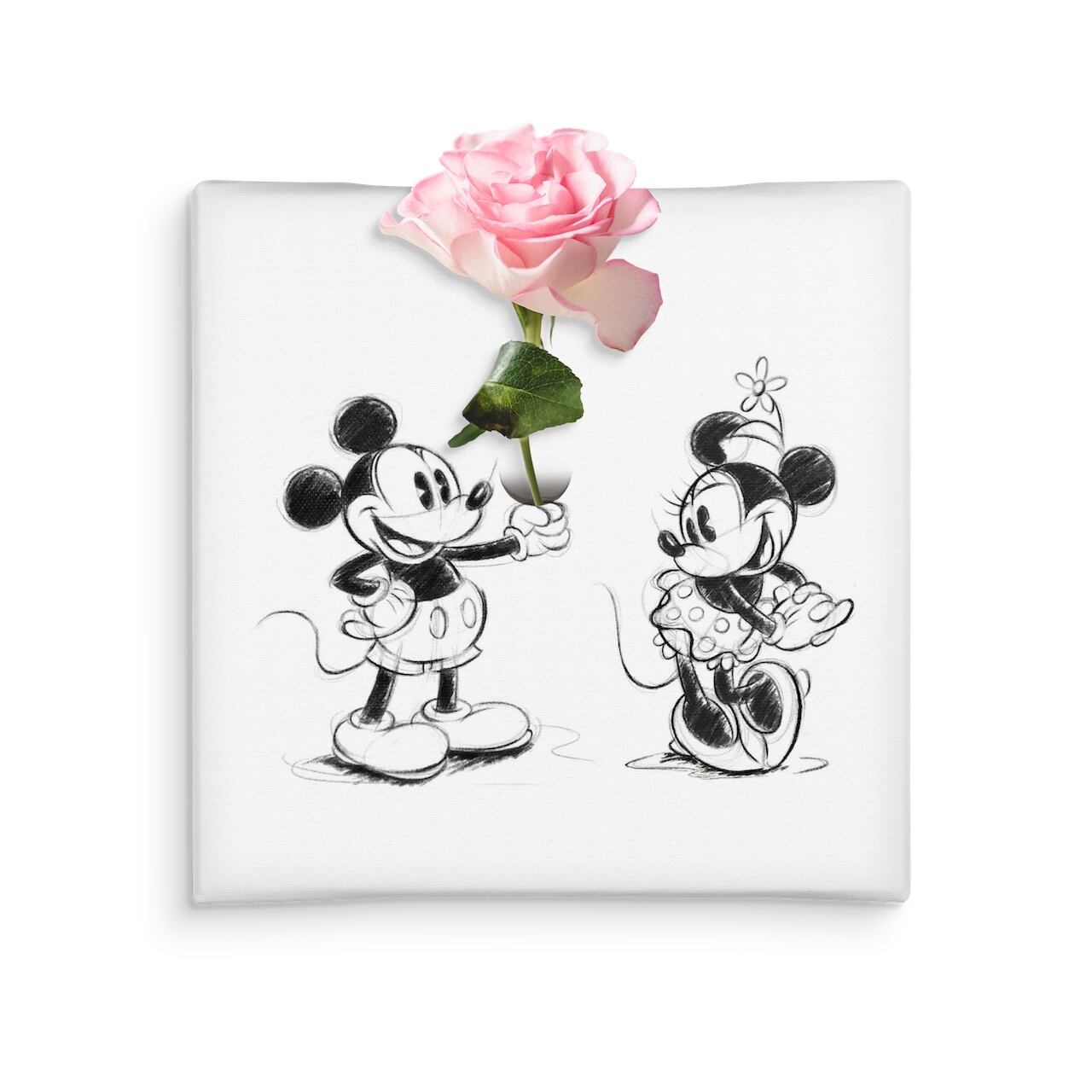 ディズニー アートパネル ミッキー ミニー モノクロ 一輪挿し IKE-DSNY