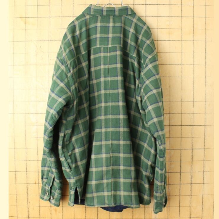 USA puritan フリースライナー シャツ ジャケット グリーン メンズL