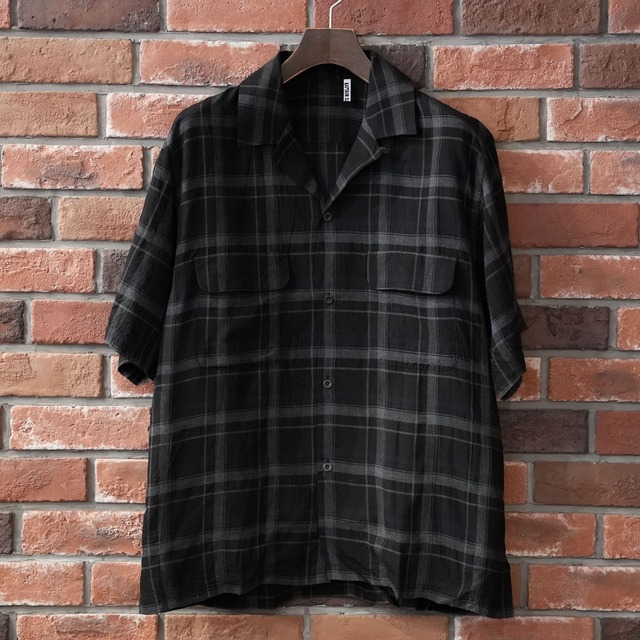 KAPTAIN SUNSHINE (キャプテンサンシャイン) 24SS "Short Sleeve Open Collar Shirt" -BLACK PLAID-