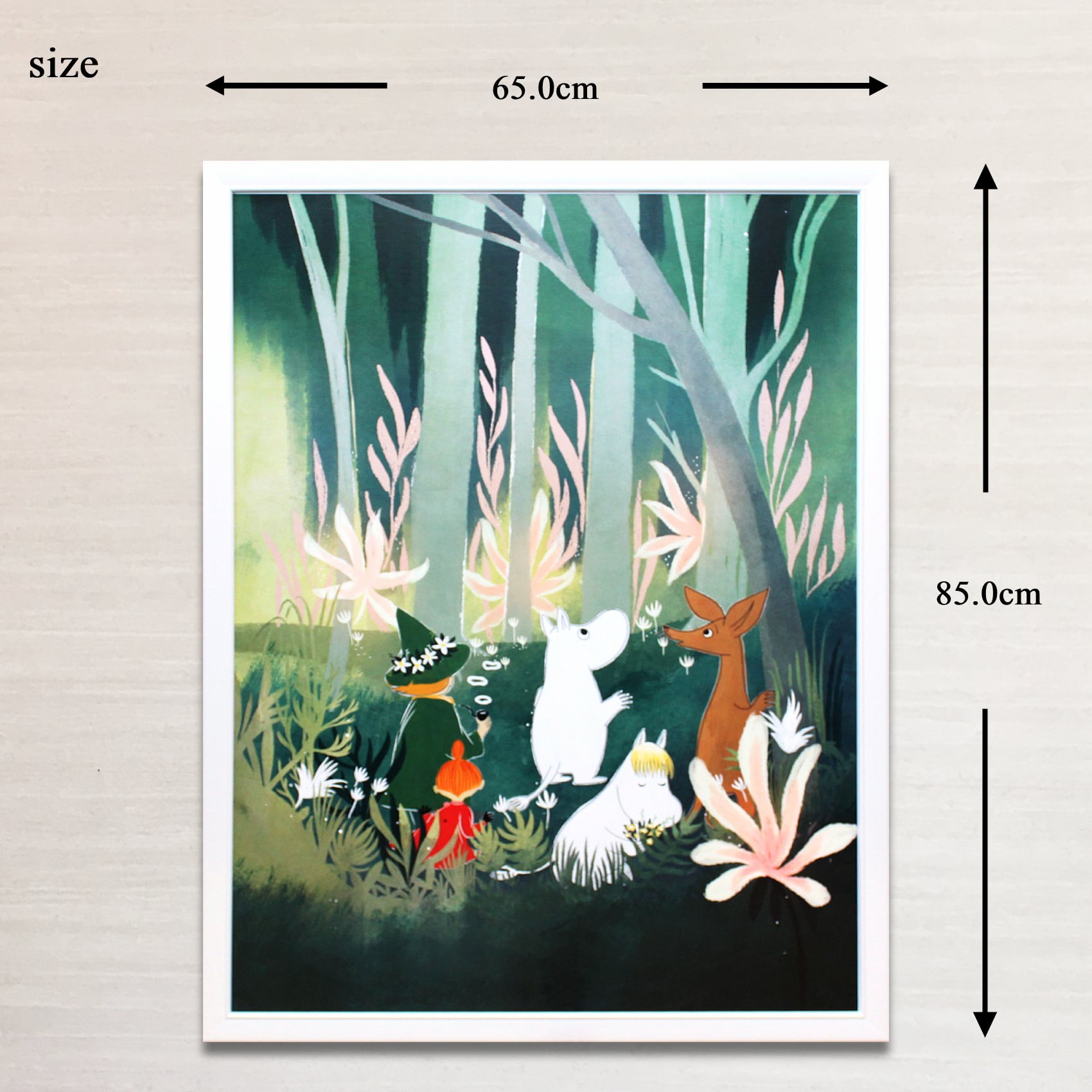ムーミン 北欧 Karto「森の中のムーミンと仲間達」送料無料 フレーム 展示用フック付アートポスター 絵画 インテリア アート