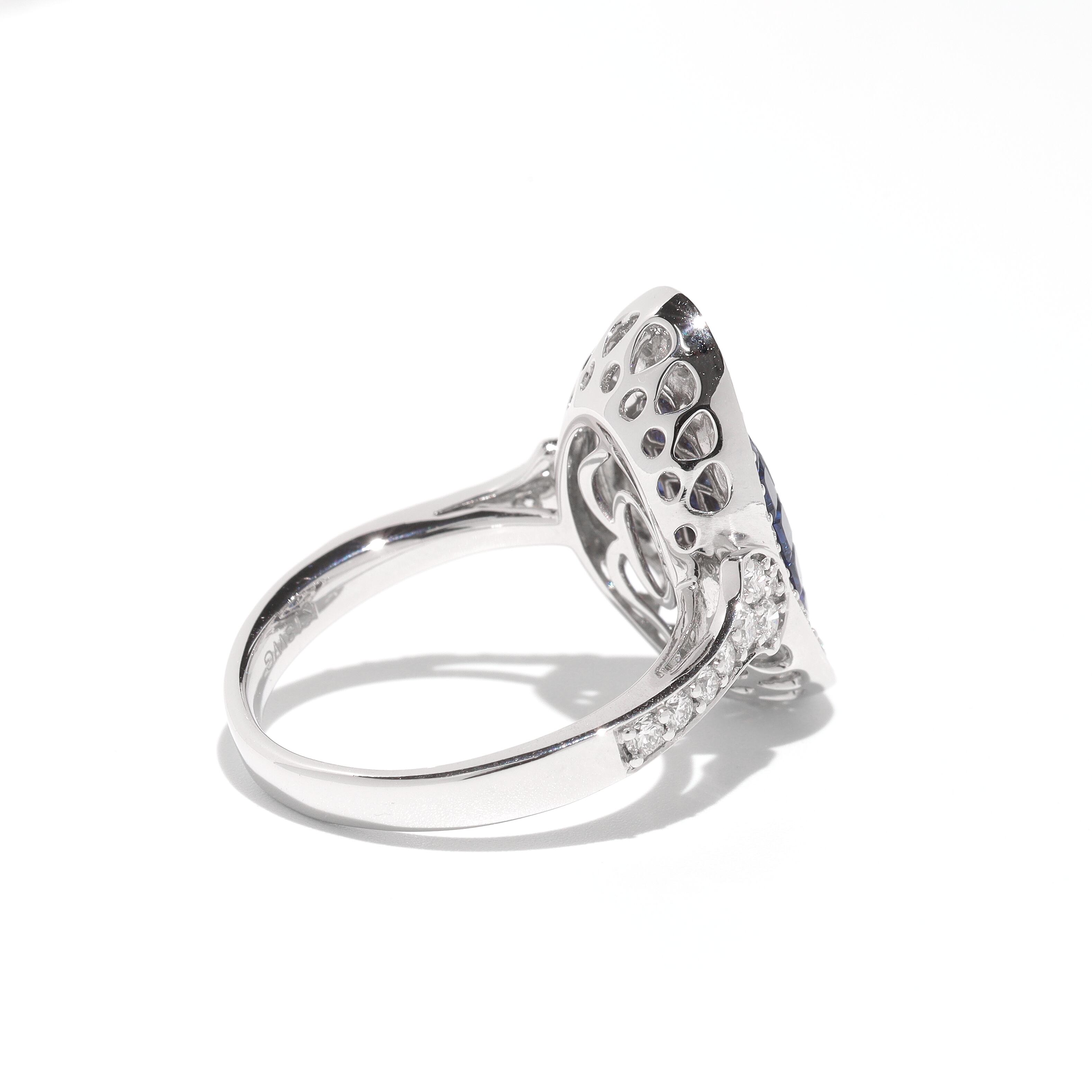 ミステリーセッティング サファイア リング K18(WG) / 2.050ct