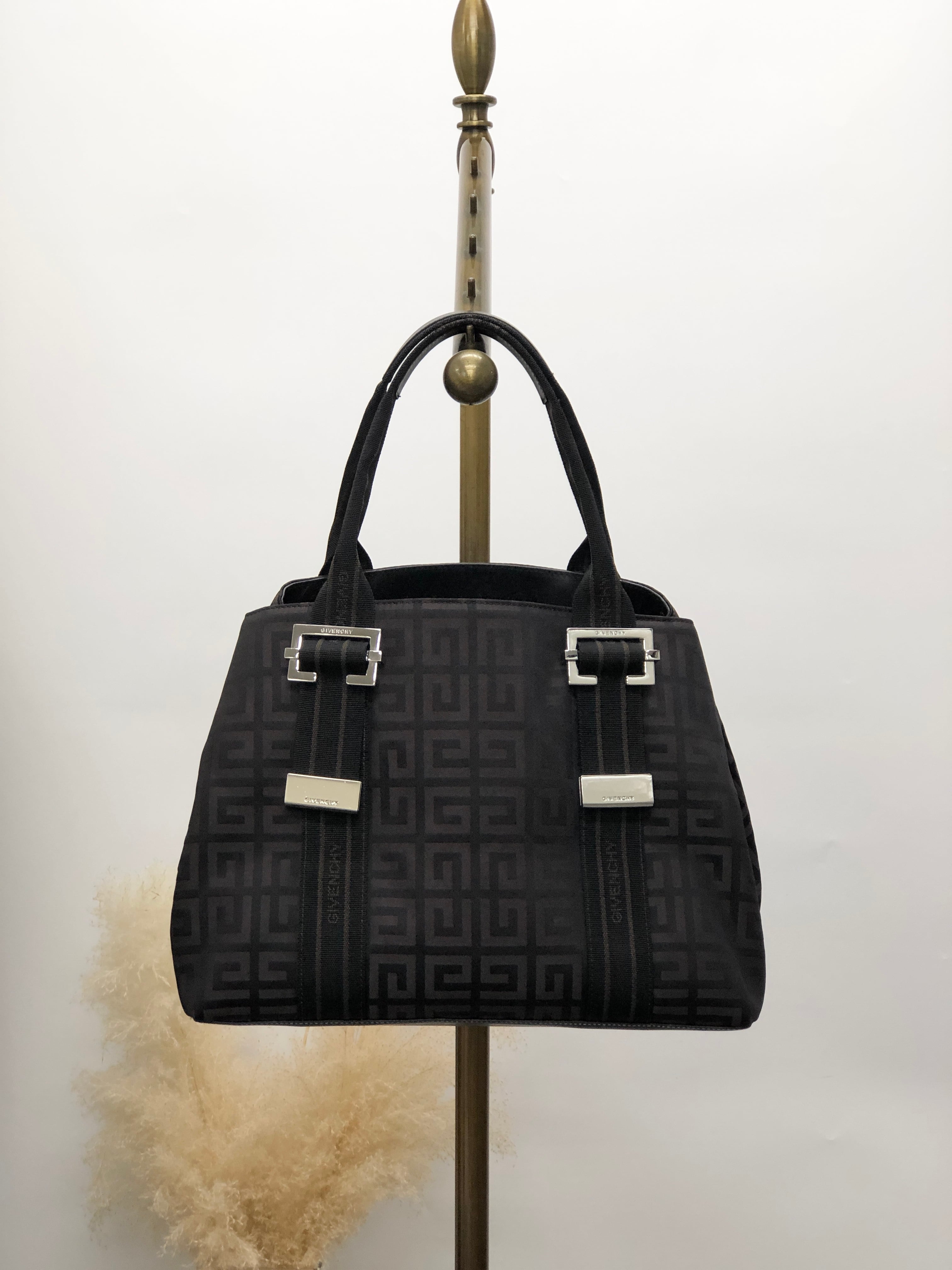 GIVENCHY ジバンシィ 総柄 ハンドバッグ ブラウン ロゴ ナイロン 