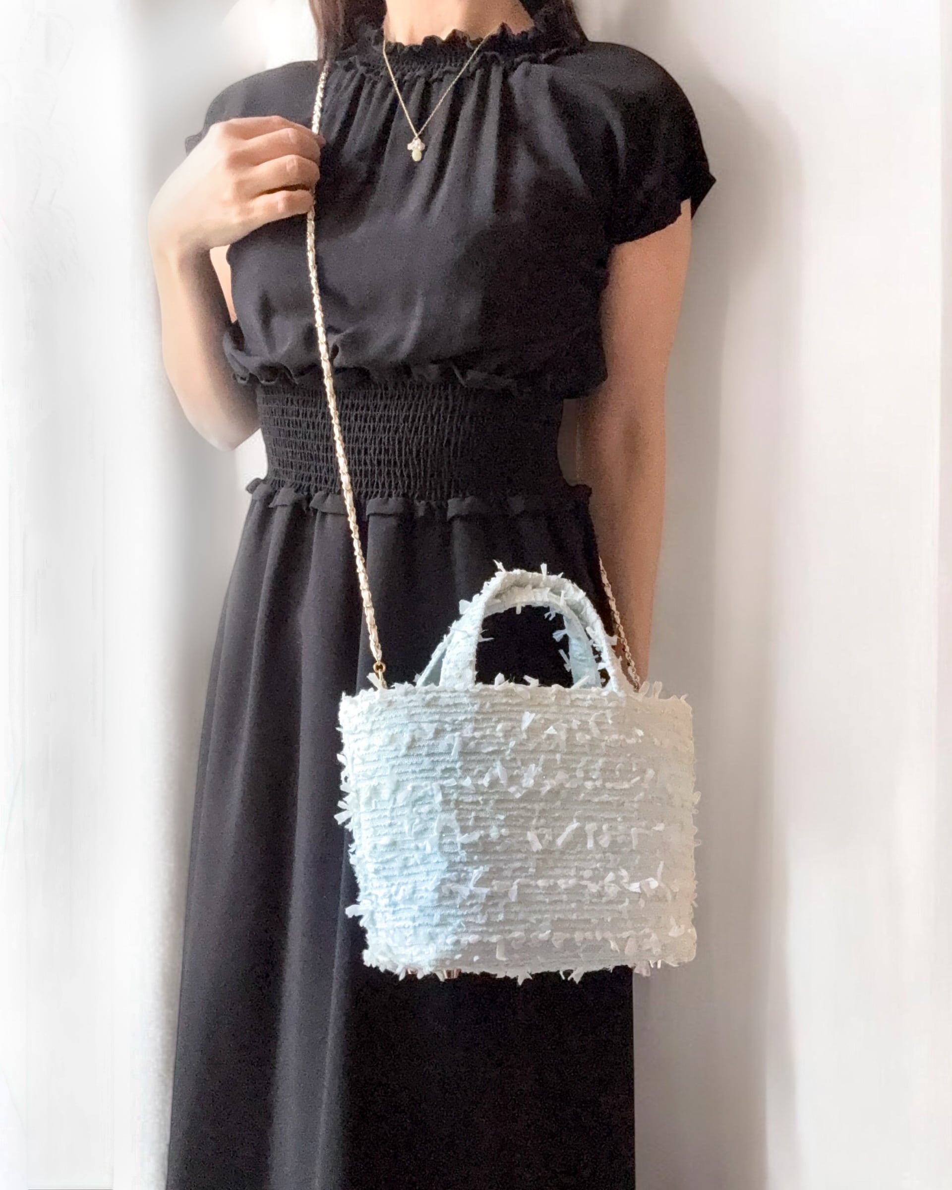 高級尾州キラキラジュエルリボンツイード♡フリルトートバッグ　S ALL ITEM | magnolie ツイードバッグショップ