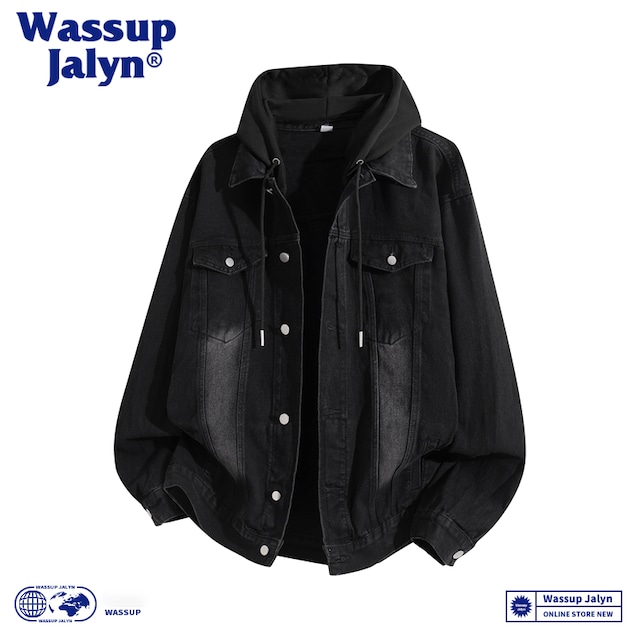 ♥デニムに、フードをプラス!【WSシリーズ】★ジャケット★ ユニセックス 4color アウター デニムジャケット カジュアル 黒 青