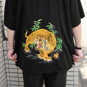 GUESS Jeans tiger rayon open collar shirt