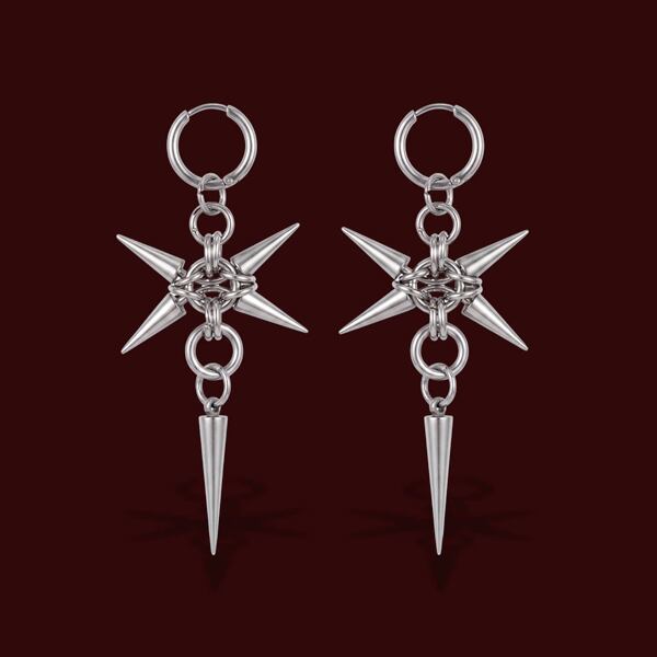 スパイククロスドロップペアピアス(ruf_03349)