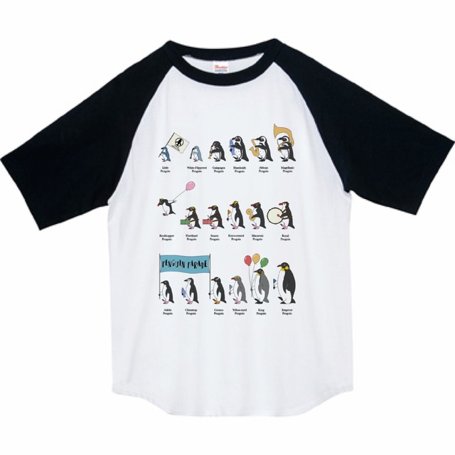 ペンギンのカセットテープ　ラグランTシャツ
