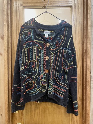 " CHICO'S DESIGN "  embroidered cotton knit jacket  コットンニット ジャケット【北口店】
