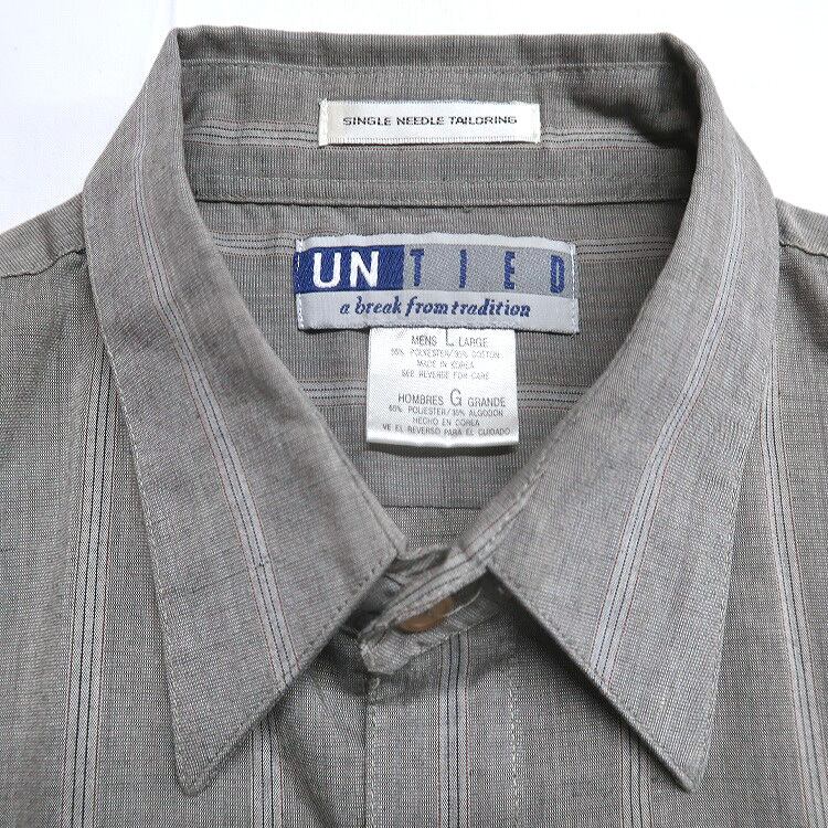 ISSEY MIYAKE ダークグレー ストライプ なが袖シャツ 古着 古着 UNTIED 長袖シャツ ストライプシャツ グレー 表記：L gd407152n