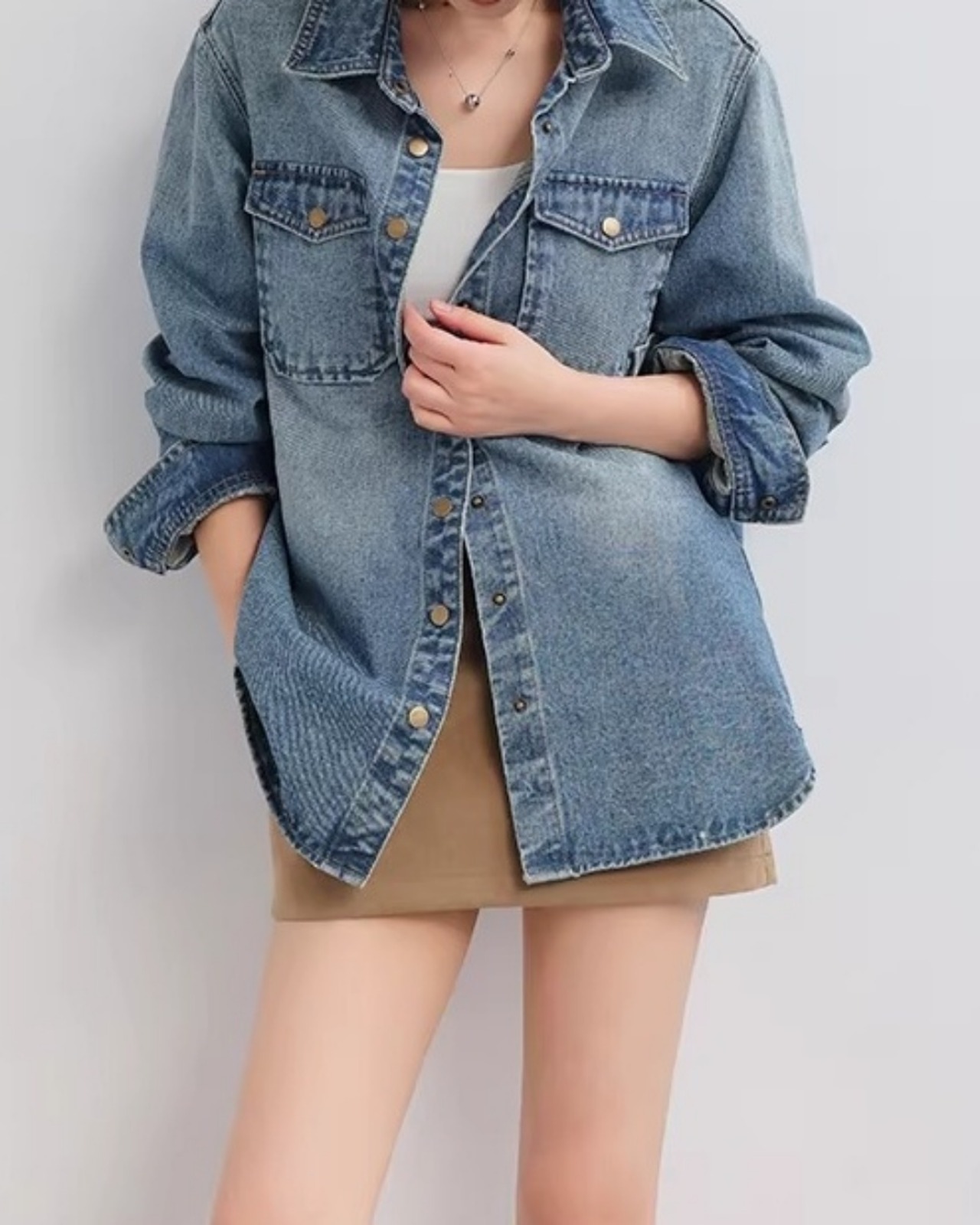 Vintage like relax denim Shirt L0096