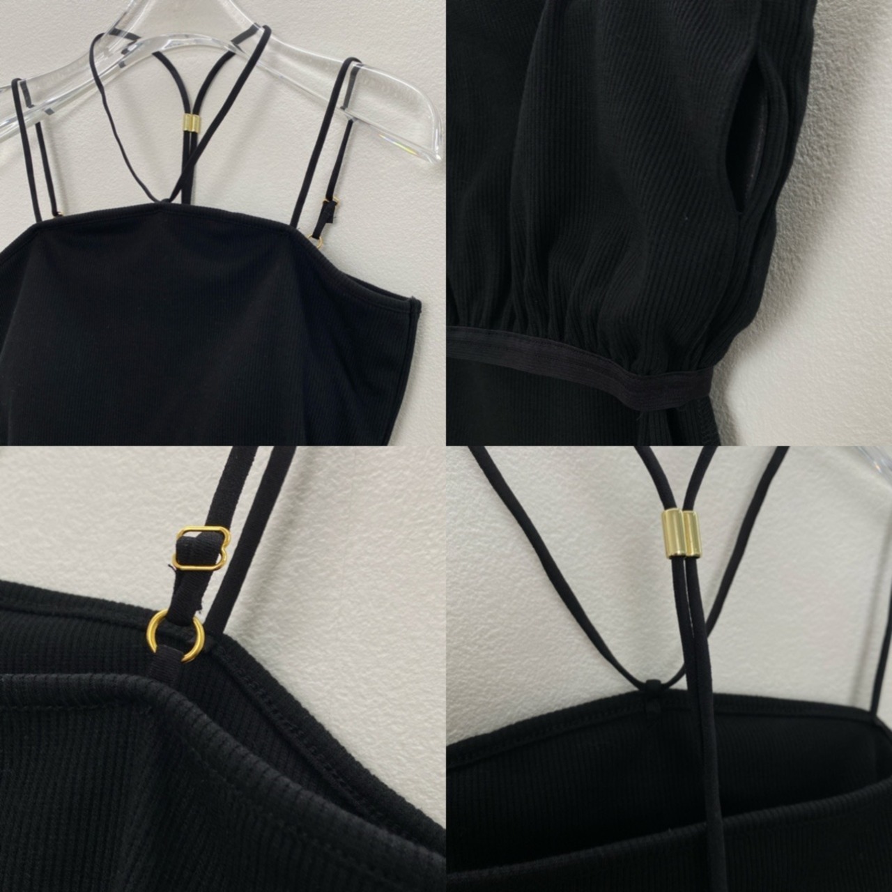 ロングコードカップ付ベアtops/ブラック