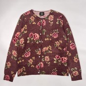 アンサンブル Laura Ashley ローラアシュレイ 羊毛 アンゴラ混 バラ 長袖 ニット カーディガン 半袖 セーター L/くすみパープル系 レディース